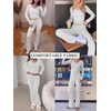 image:imageANRABESS Womens 2 Piece Outfits 2026 Fall Lounge Matching Set  Comfy Casual Cute Workout Set SideRuched Top amp HighWaist Flared Pants Loungewear Fashion Clothing for Airport TravelLight Grey