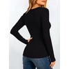 image:imageANRABESS Womens Long Sleeve Built in Bra Tops Fall V Neck Fitted T Shirts  Slight Support Removable Pad Stretchy Ribbed Knit Basic Tee Going Out Work Outfits 2026 Casual Trendy Winter LayeringBlack
