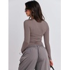 image:imageANRABESS Womens Long Sleeve Shirts Fitted Crop Tops  Crew Neck Basic Tee 2026 Fall Outfits Y2K Clothes Soft Form fitting TShirts Going Out Work Casual Wear Winter LayeringGrey Khaki