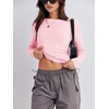 image:imageANRABESS Womens Long Sleeve Shirts Fitted Crop Tops  Crew Neck Basic Tee 2026 Fall Outfits Y2K Clothes Soft Form fitting TShirts Going Out Work Casual Wear Winter LayeringLight Pink