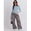 image:imageANRABESS Womens Long Sleeve Shirts Fitted Crop Tops  Crew Neck Basic Tee 2026 Fall Outfits Y2K Clothes Soft Form fitting TShirts Going Out Work Casual Wear Winter LayeringLight Blue
