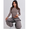image:imageANRABESS Womens Long Sleeve Shirts Fitted Crop Tops  Crew Neck Basic Tee 2026 Fall Outfits Y2K Clothes Soft Form fitting TShirts Going Out Work Casual Wear Winter LayeringGrey Khaki
