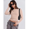 image:imageANRABESS Womens Long Sleeve Shirts Fitted Crop Tops  Crew Neck Basic Tee 2026 Fall Outfits Y2K Clothes Soft Form fitting TShirts Going Out Work Casual Wear Winter LayeringLight Khaki