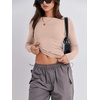 image:imageANRABESS Womens Long Sleeve Shirts Fitted Crop Tops  Crew Neck Basic Tee 2026 Fall Outfits Y2K Clothes Soft Form fitting TShirts Going Out Work Casual Wear Winter LayeringLight Khaki