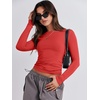 image:imageANRABESS Womens Long Sleeve Shirts Fitted Crop Tops  Crew Neck Basic Tee 2026 Fall Outfits Y2K Clothes Soft Form fitting TShirts Going Out Work Casual Wear Winter LayeringBrilliant Red