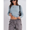 image:imageANRABESS Womens Long Sleeve Shirts Fitted Crop Tops  Crew Neck Basic Tee 2026 Fall Outfits Y2K Clothes Soft Form fitting TShirts Going Out Work Casual Wear Winter LayeringLight Blue