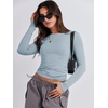 image:imageANRABESS Womens Long Sleeve Shirts Fitted Crop Tops  Crew Neck Basic Tee 2026 Fall Outfits Y2K Clothes Soft Form fitting TShirts Going Out Work Casual Wear Winter LayeringLight Blue