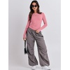 image:imageANRABESS Womens Long Sleeve Shirts Fitted Crop Tops  Crew Neck Basic Tee 2026 Fall Outfits Y2K Clothes Soft Form fitting TShirts Going Out Work Casual Wear Winter LayeringDark Pink