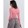 image:imageANRABESS Womens Long Sleeve Shirts Fitted Crop Tops  Crew Neck Basic Tee 2026 Fall Outfits Y2K Clothes Soft Form fitting TShirts Going Out Work Casual Wear Winter LayeringDark Pink