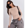 image:imageANRABESS Womens Long Sleeve Shirts Fitted Crop Tops  Crew Neck Basic Tee 2026 Fall Outfits Y2K Clothes Soft Form fitting TShirts Going Out Work Casual Wear Winter LayeringLight Khaki