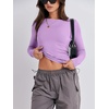 image:imageANRABESS Womens Long Sleeve Shirts Fitted Crop Tops  Crew Neck Basic Tee 2026 Fall Outfits Y2K Clothes Soft Form fitting TShirts Going Out Work Casual Wear Winter LayeringBright Purple