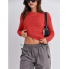 image:imageANRABESS Womens Long Sleeve Shirts Fitted Crop Tops  Crew Neck Basic Tee 2026 Fall Outfits Y2K Clothes Soft Form fitting TShirts Going Out Work Casual Wear Winter LayeringBrilliant Red