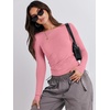 image:imageANRABESS Womens Long Sleeve Shirts Fitted Crop Tops  Crew Neck Basic Tee 2026 Fall Outfits Y2K Clothes Soft Form fitting TShirts Going Out Work Casual Wear Winter LayeringDark Pink