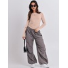 image:imageANRABESS Womens Long Sleeve Shirts Fitted Crop Tops  Crew Neck Basic Tee 2026 Fall Outfits Y2K Clothes Soft Form fitting TShirts Going Out Work Casual Wear Winter LayeringLight Khaki