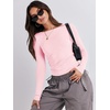 image:imageANRABESS Womens Long Sleeve Shirts Fitted Crop Tops  Crew Neck Basic Tee 2026 Fall Outfits Y2K Clothes Soft Form fitting TShirts Going Out Work Casual Wear Winter LayeringLight Pink