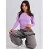 image:imageANRABESS Womens Long Sleeve Shirts Fitted Crop Tops  Crew Neck Basic Tee 2026 Fall Outfits Y2K Clothes Soft Form fitting TShirts Going Out Work Casual Wear Winter LayeringBright Purple