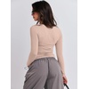 image:imageANRABESS Womens Long Sleeve Shirts Fitted Crop Tops  Crew Neck Basic Tee 2026 Fall Outfits Y2K Clothes Soft Form fitting TShirts Going Out Work Casual Wear Winter LayeringLight Khaki