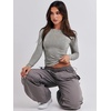 image:imageANRABESS Womens Long Sleeve Shirts Fitted Crop Tops  Crew Neck Basic Tee 2026 Fall Outfits Y2K Clothes Soft Form fitting TShirts Going Out Work Casual Wear Winter LayeringGrey