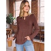 image:imageANRABESS Womens Long Sleeve Shirts Ribbed Knit Fall Tops  Keyhole Neck Soft Stretch Fuzzy Blouse Regular Fit for Business Office Daily Wear Fall amp Spring Seasonal ClothingRust Red