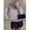 image:imageANRABESS Womens Long Sleeve Striped Henley Fall Sweater  Turtle Neck Button Placket Soft Pullover Top Loose Fit Trendy Business Casual Work WearFall Fashion Winter ClothingNutmeg White Stripe