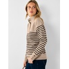 image:imageANRABESS Womens Long Sleeve Striped Henley Fall Sweater  Turtle Neck Button Placket Soft Pullover Top Loose Fit Trendy Business Casual Work WearFall Fashion Winter ClothingTan Black Stripe