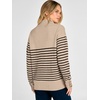 image:imageANRABESS Womens Long Sleeve Striped Henley Fall Sweater  Turtle Neck Button Placket Soft Pullover Top Loose Fit Trendy Business Casual Work WearFall Fashion Winter ClothingTan Black Stripe
