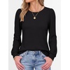 image:imageANRABESS Womens Long Sleeve Waffle Knit Shirts Fall Loose Fit Tunic Tops  Basics Casual Blouses Crew Neck Curved Hem Soft Comfy breathable Trendy Winter Outfits Layering PieceBlack