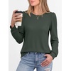 image:imageANRABESS Womens Long Sleeve Waffle Knit Shirts Fall Loose Fit Tunic Tops  Basics Casual Blouses Crew Neck Curved Hem Soft Comfy breathable Trendy Winter Outfits Layering PieceArmy Green