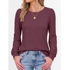image:imageANRABESS Womens Long Sleeve Waffle Knit Shirts Fall Loose Fit Tunic Tops  Basics Casual Blouses Crew Neck Curved Hem Soft Comfy breathable Trendy Winter Outfits Layering PieceMauve