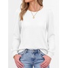 image:imageANRABESS Womens Long Sleeve Waffle Knit Shirts Fall Loose Fit Tunic Tops  Basics Casual Blouses Crew Neck Curved Hem Soft Comfy breathable Trendy Winter Outfits Layering PieceWhite