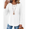 image:imageANRABESS Womens Long Sleeve Waffle Knit Shirts Fall Loose Fit Tunic Tops  Basics Casual Blouses Crew Neck Curved Hem Soft Comfy breathable Trendy Winter Outfits Layering PieceWhite