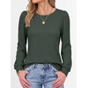 image:imageANRABESS Womens Long Sleeve Waffle Knit Shirts Fall Loose Fit Tunic Tops  Basics Casual Blouses Crew Neck Curved Hem Soft Comfy breathable Trendy Winter Outfits Layering PieceArmy Green