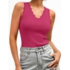 image:imageANRABESS Womens Summer V Neck Tank Tops Sleeveless Sweaters  Scalloped Knit Shirts Soft Wool Blend Slim Fit Cute Casual Going Out Outfits Work Beach Resort Wear Fall Layer ClothingHot Pink