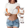 image:imageANRABESS Womens Tops Long Sleeve Shirts Built in Bra  Slight Support Removable PadCrew Neck Soft Slim Fit Basic TeesCasual Going Out Work Daily Travel AllDayFall Winter WearWhite