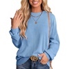 image:imageANRABESS Women Long Sleeve Shirts Oversized Tunic Tops for Leggings  Comfy Soft Ribbed Knit Crewnck Side Split T Shirts Loose Fit Cute Casual Tee Shirts Fall Daily amp Travel Ouifits 2026Light Blue