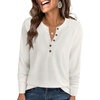 image:imageANRABESS Womens Waffle Knit Henley Top Long Sleeve Shirts  2026 Fall Fashion OutfitsSoft Lightweight Relaxed Button Up V NeckDressy Casual BlousesWork amp Going Out Travel ClothingBeige