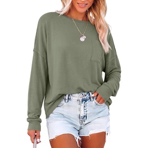 image:imageANRABESS Long Sleeve T Shirts for Women Oversized Tops  2026 Fall Fashion OutfitsCrew Neck Chest Pocket TeeSoft Comfort TshirtsCasual Going Out Work amp Travel Everyday Day ClothesLight Green