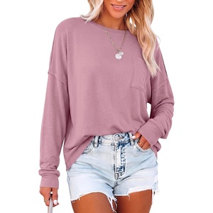 image:imageANRABESS Long Sleeve T Shirts for Women Oversized Tops  2026 Fall Fashion OutfitsCrew Neck Chest Pocket TeeSoft Comfort TshirtsCasual Going Out Work amp Travel Everyday Day ClothesPink