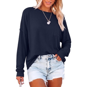 image:imageANRABESS Long Sleeve T Shirts for Women Oversized Tops  2026 Fall Fashion OutfitsCrew Neck Chest Pocket TeeSoft Comfort TshirtsCasual Going Out Work amp Travel Everyday Day ClothesNavy Blue