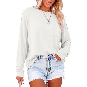 image:imageANRABESS Long Sleeve T Shirts for Women Oversized Tops  2026 Fall Fashion OutfitsCrew Neck Chest Pocket TeeSoft Comfort TshirtsCasual Going Out Work amp Travel Everyday Day ClothesWhite