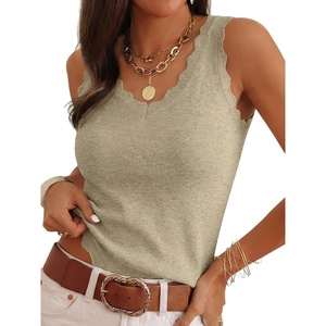 image:imageANRABESS Womens Summer V Neck Tank Tops Sleeveless Sweaters  Scalloped Knit Shirts Soft Wool Blend Slim Fit Cute Casual Going Out Outfits Work Beach Resort Wear Fall Layer ClothingAlmond