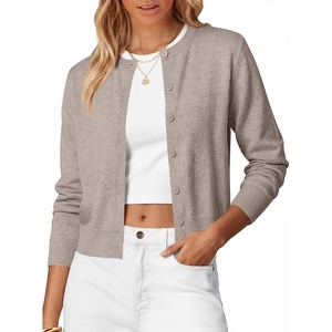 image:imageANRABESS Cardigan Sweaters for Women 2026 Fall Outfits  Button Up SweaterMidLightweight Soft KnitLong Sleeve Crew NeckDressy Casual Cute Classic Work Layer ClothingBright Camel
