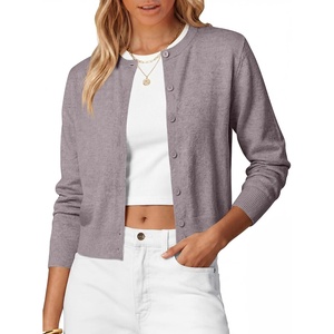 image:imageANRABESS Cardigan Sweaters for Women 2026 Fall Outfits  Button Up SweaterMidLightweight Soft KnitLong Sleeve Crew NeckDressy Casual Cute Classic Work Layer ClothingPink
