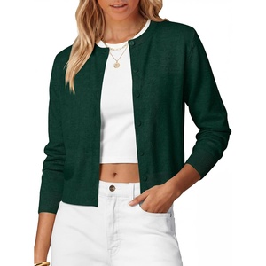 image:imageANRABESS Cardigan Sweaters for Women 2026 Fall Outfits  Button Up SweaterMidLightweight Soft KnitLong Sleeve Crew NeckDressy Casual Cute Classic Work Layer ClothingDark Green