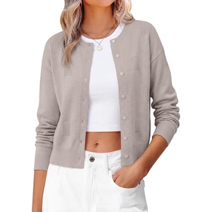 image:imageANRABESS Cardigan Sweaters for Women 2026 Fall Outfits  Button Up SweaterSoft Textured Thick KnitDressy Casual ClassicLong Sleeve Crew NeckWork Office OutingsWinter ClothingGrey Khaki