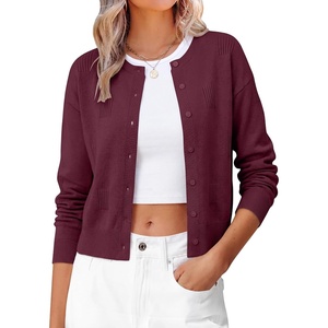 image:imageANRABESS Cardigan Sweaters for Women 2026 Fall Outfits  Button Up SweaterSoft Textured Thick KnitDressy Casual ClassicLong Sleeve Crew NeckWork Office OutingsWinter ClothingWine Red