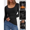 image:imageANRABESS Women Long Sleeve Thermal Shirts Scoop Neck TopBlack
