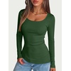 image:imageANRABESS Women Long Sleeve Thermal Shirts Scoop Neck TopDeep Green