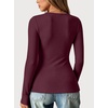 image:imageANRABESS Women Long Sleeve Thermal Shirts Scoop Neck TopDeep Red