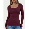 image:imageANRABESS Women Long Sleeve Thermal Shirts Scoop Neck TopDeep Red